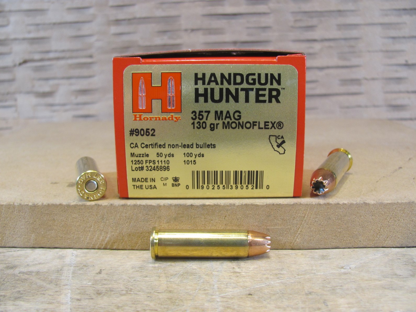 25 Round Box – 357 Magnum 130 Grain Monoflex Hornady Handgun Hunter Ammo – 9052