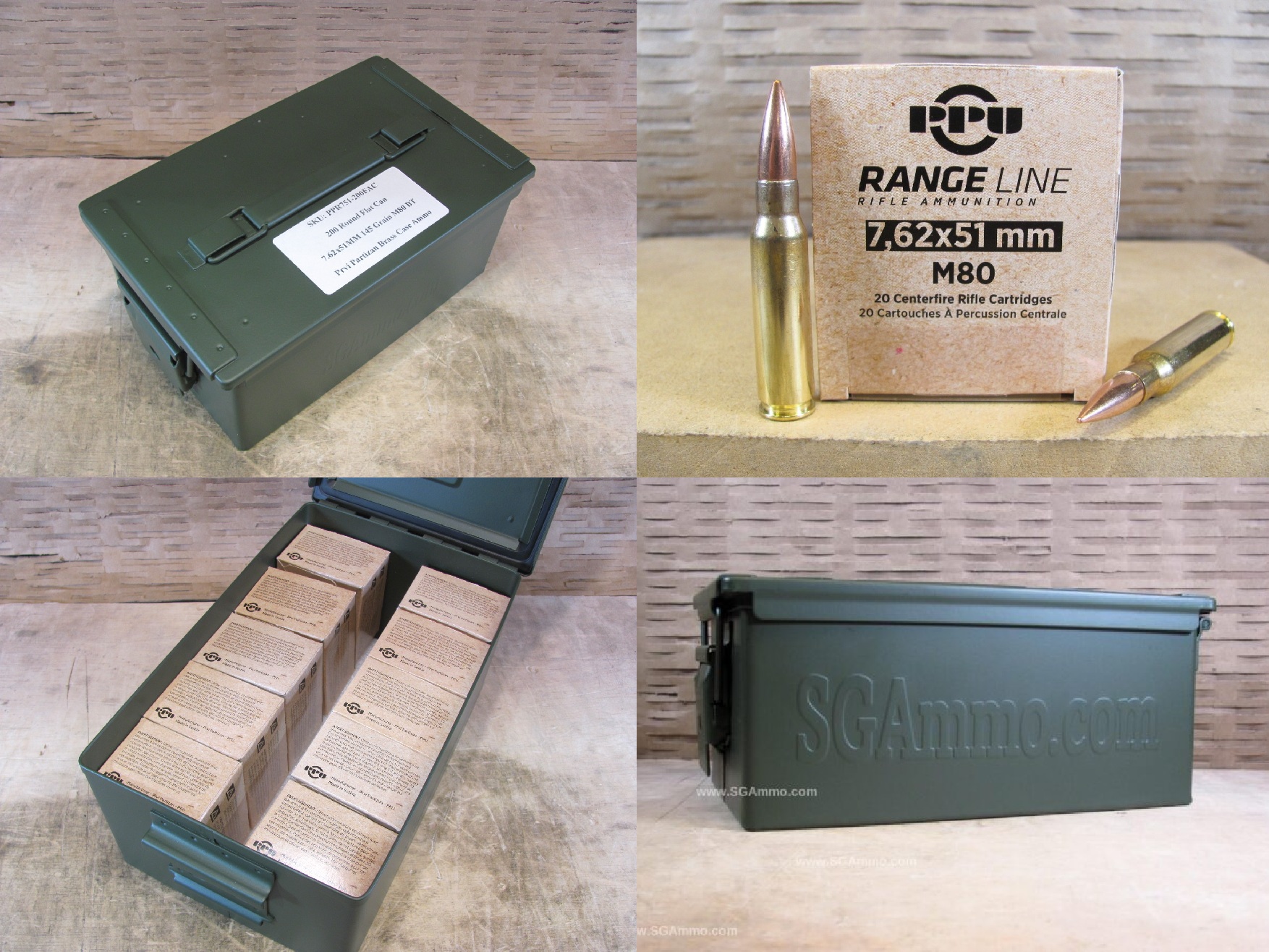 200 Round Flat Can – 7.62x51mm 145 Grain FMJ BT M80 Prvi Partizan Ammo – PPR751 – Packed in Metal Canister