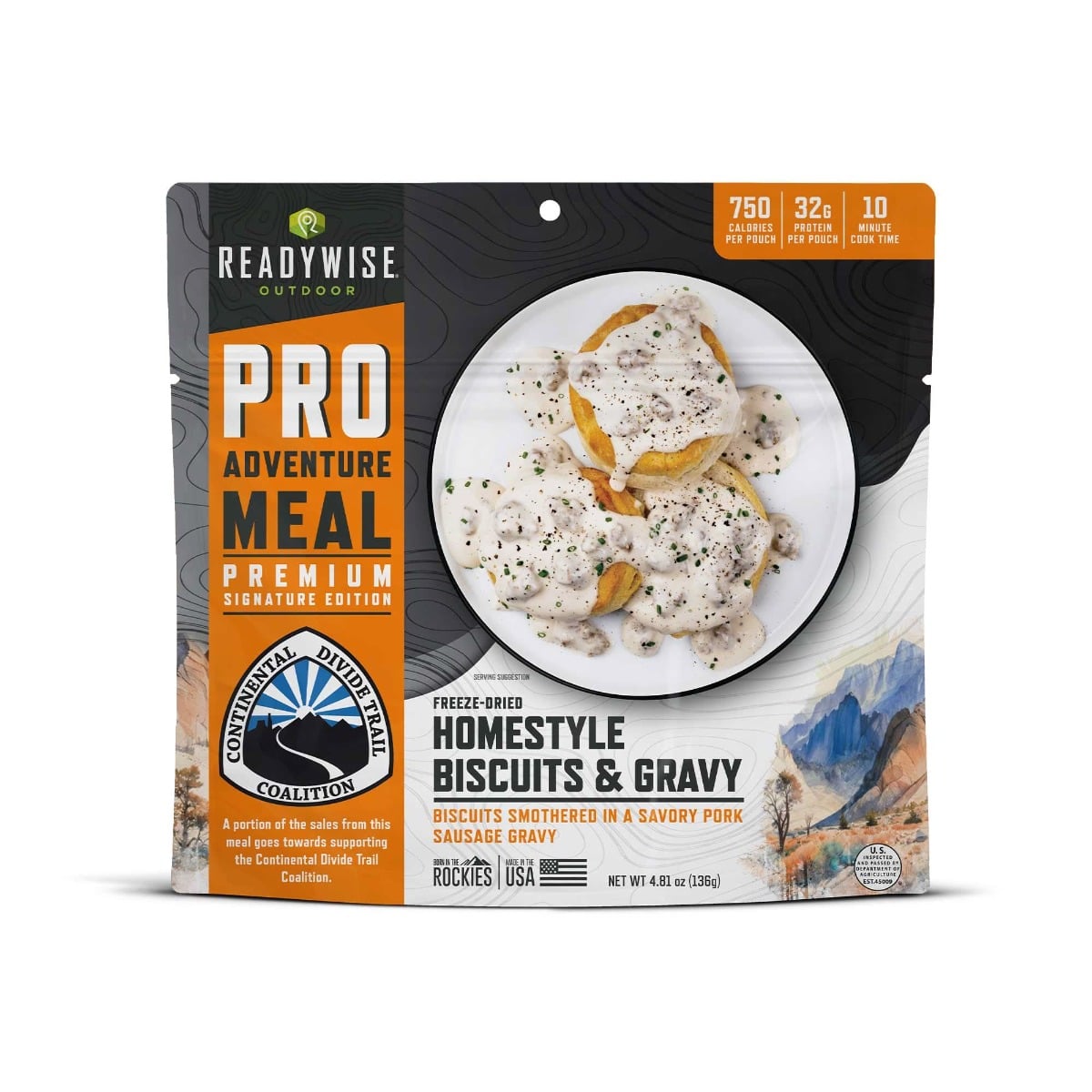 ReadyWise Freeze Dried Homestyle Biscuits & Gravy 6 Count Pro Meal - RW05-403