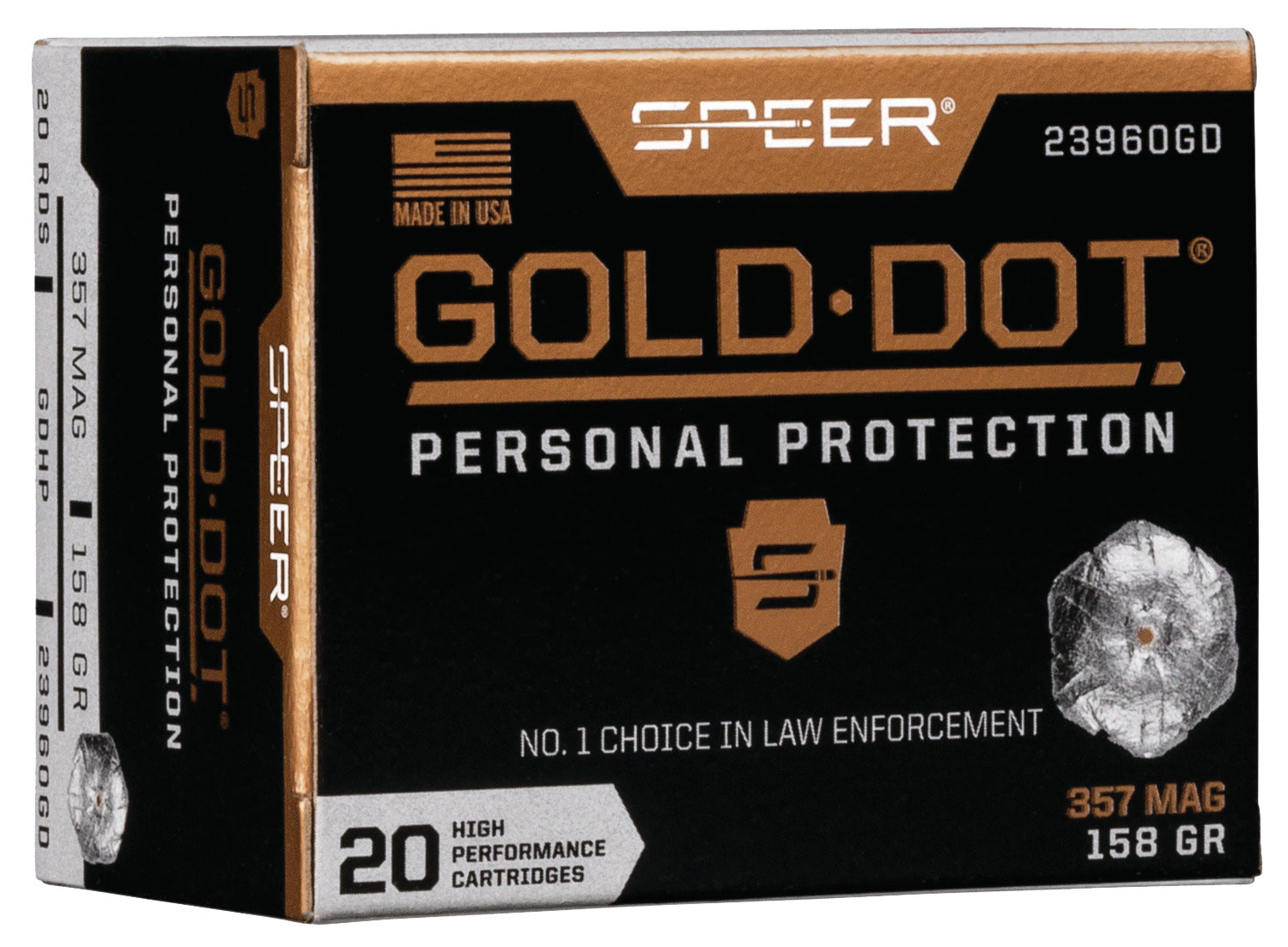 Speer Gold Dot 158 gr Hollow Point .357 Mag Ammo, 20/box - 23960GD
