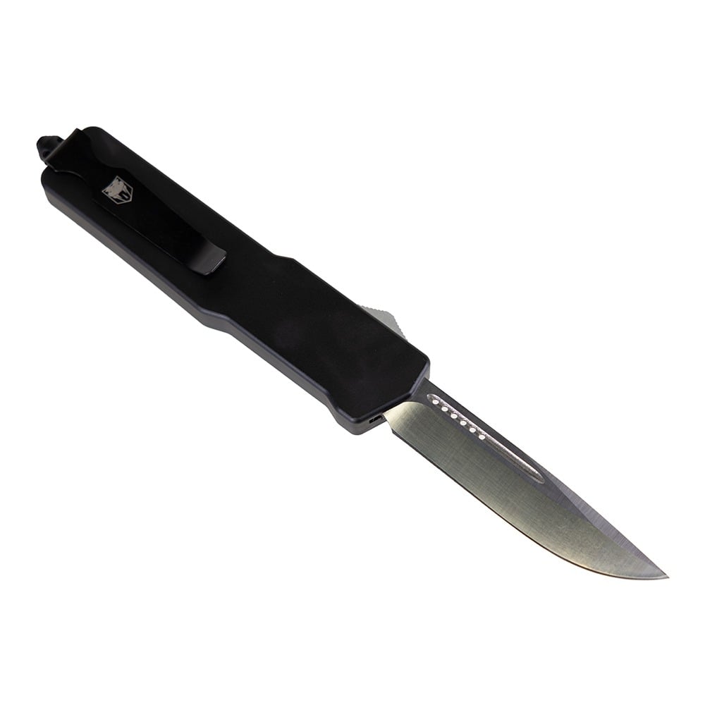 CobraTec Large Praxis Black Drop Not Serrated Silver Hardware - LPRXDNSSH