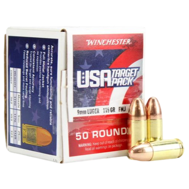 Winchester USA Target Pack 9mm 115 Grain Full Metal Jacket (FMJ) Ammo