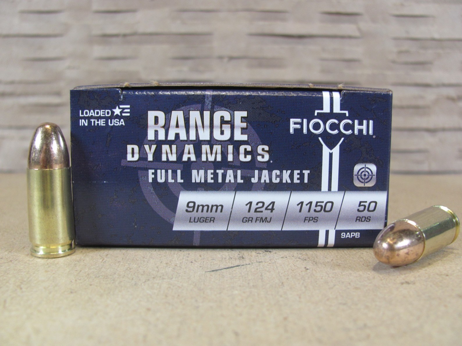 50 Round Box – 9mm Luger 124 Grain FMJ Fiocchi Ammunition – 9APB