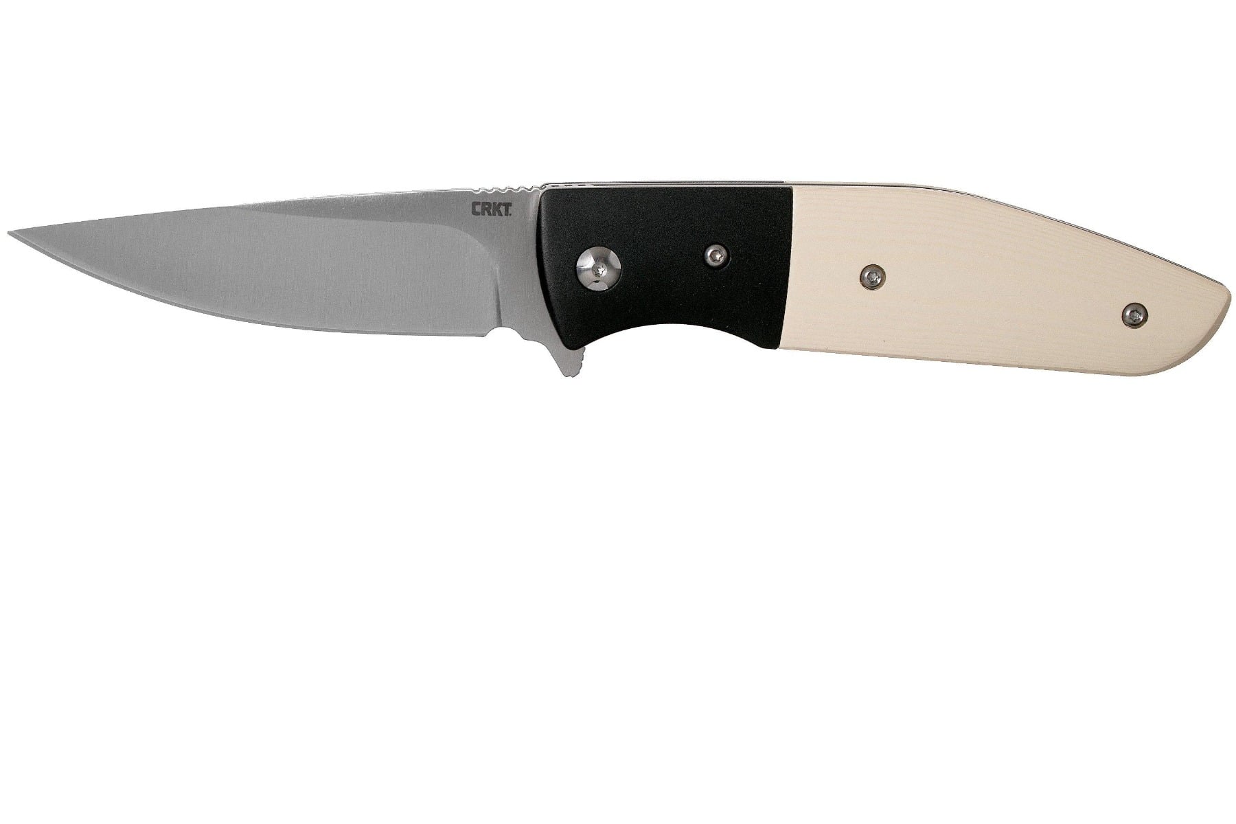 CRKT Cerfew White Folding Knife/Assisted Silver Plain 3.1" 2867 8Cr13MoV