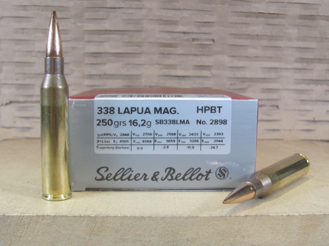 10 Round Box – 338 Lapua Magnum 250 Grain Match HPBT Ammo by Sellier Bellot – SB338LMA