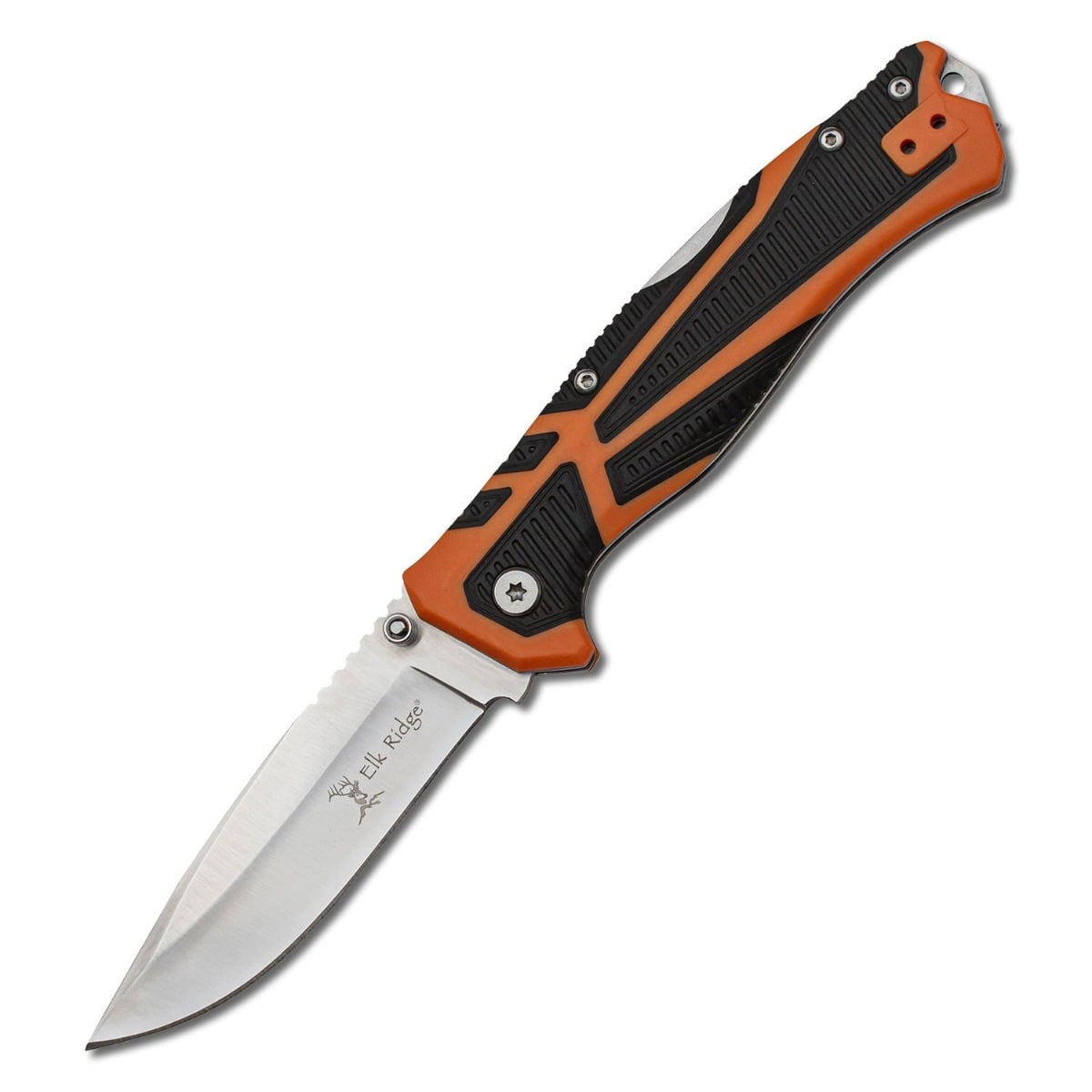 Elk Ridge Trek Folding Drop Point Knife Clam Packed, Orange/Black - ER-TKFDR001CS