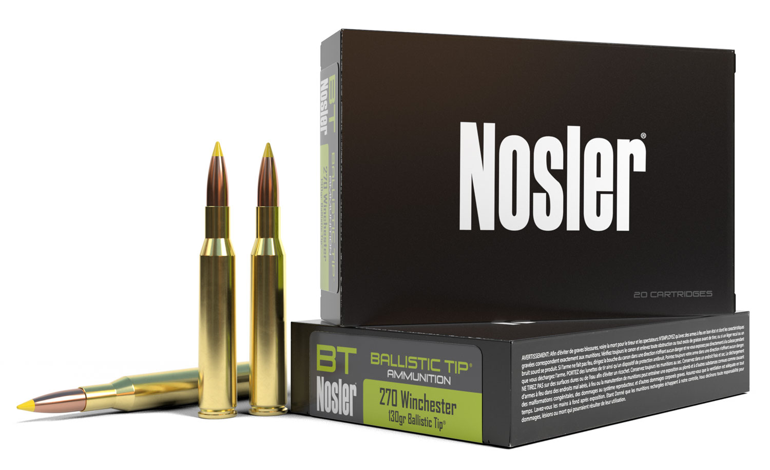 Nosler 270 Win 130 grain Ballistic Tip Hunting Rifle Ammo, 20/Box - 40062