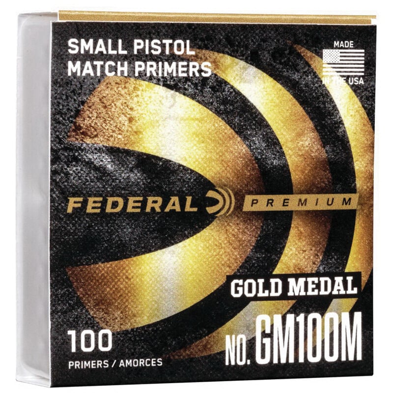 Federal Gold Medal Small Pistol Match Centerfire Primer for 100 Cal Standard Velocity Pistol and Revolver - GM100M