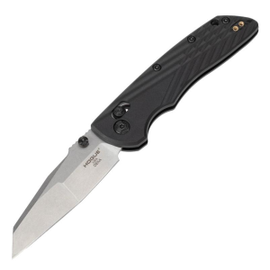 Hogue-Knife Hogue Deka Manual Folder Knife 3 1/4" Wharncliffe Blade Black and Silver