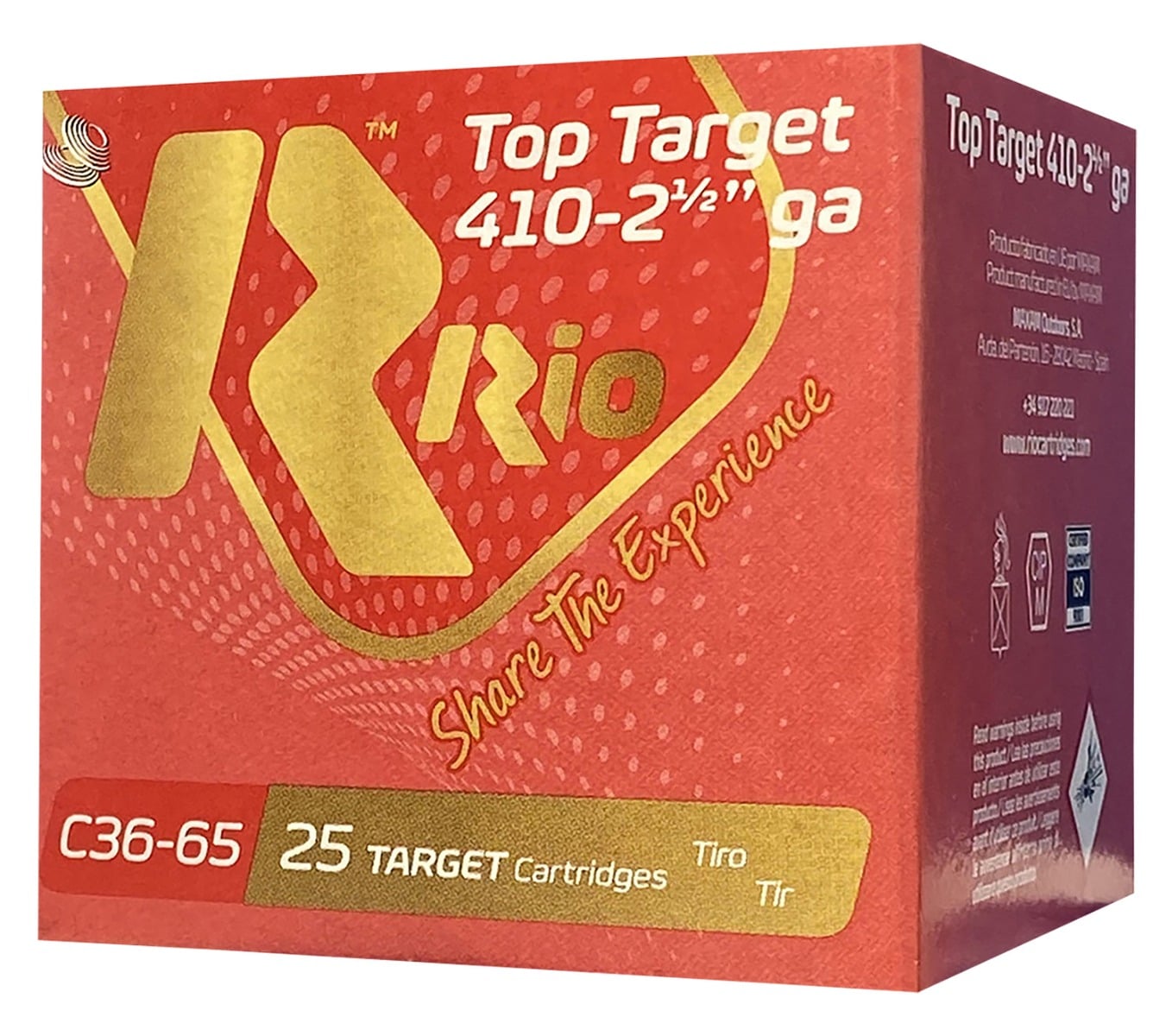 RIO Top Target 410 Gauge 2-1/2" 7-1/2 Shot 1/2 oz Shotshell, 25/Box - RC3675