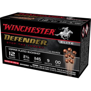 Winchester Ammo SB1200PD Defender Copper 12 Gauge 2.75\" 9 Pellets 00 Buck Shot - 10sh Box
