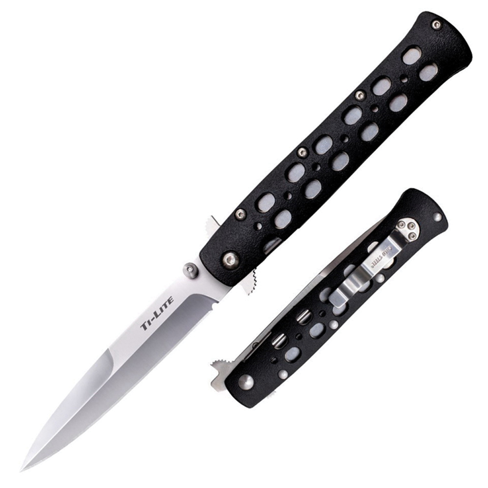 Cold Steel Ti-Lite Spear Point Folder Knife, 4", Black - 26SP