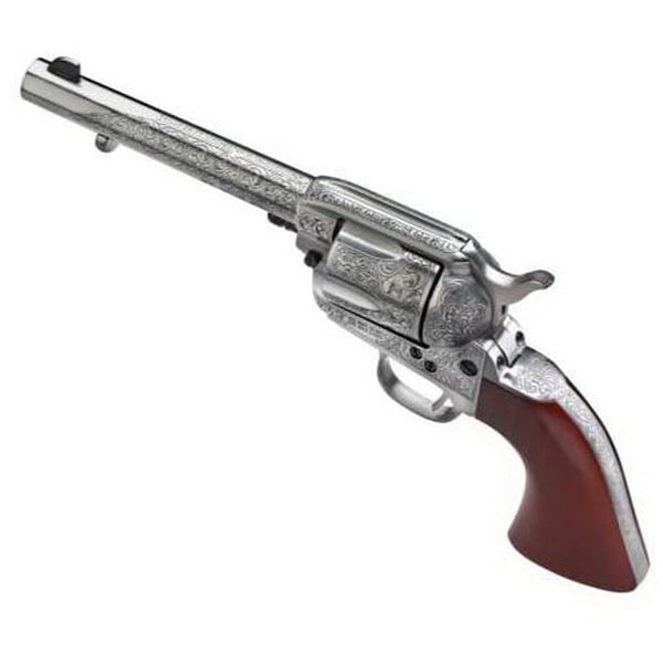 Taylors & Company 1873 Cattleman Floral Laser-Engraved 5.5" .45 LC Revolver, White Heat Treated Steel - 711AWE