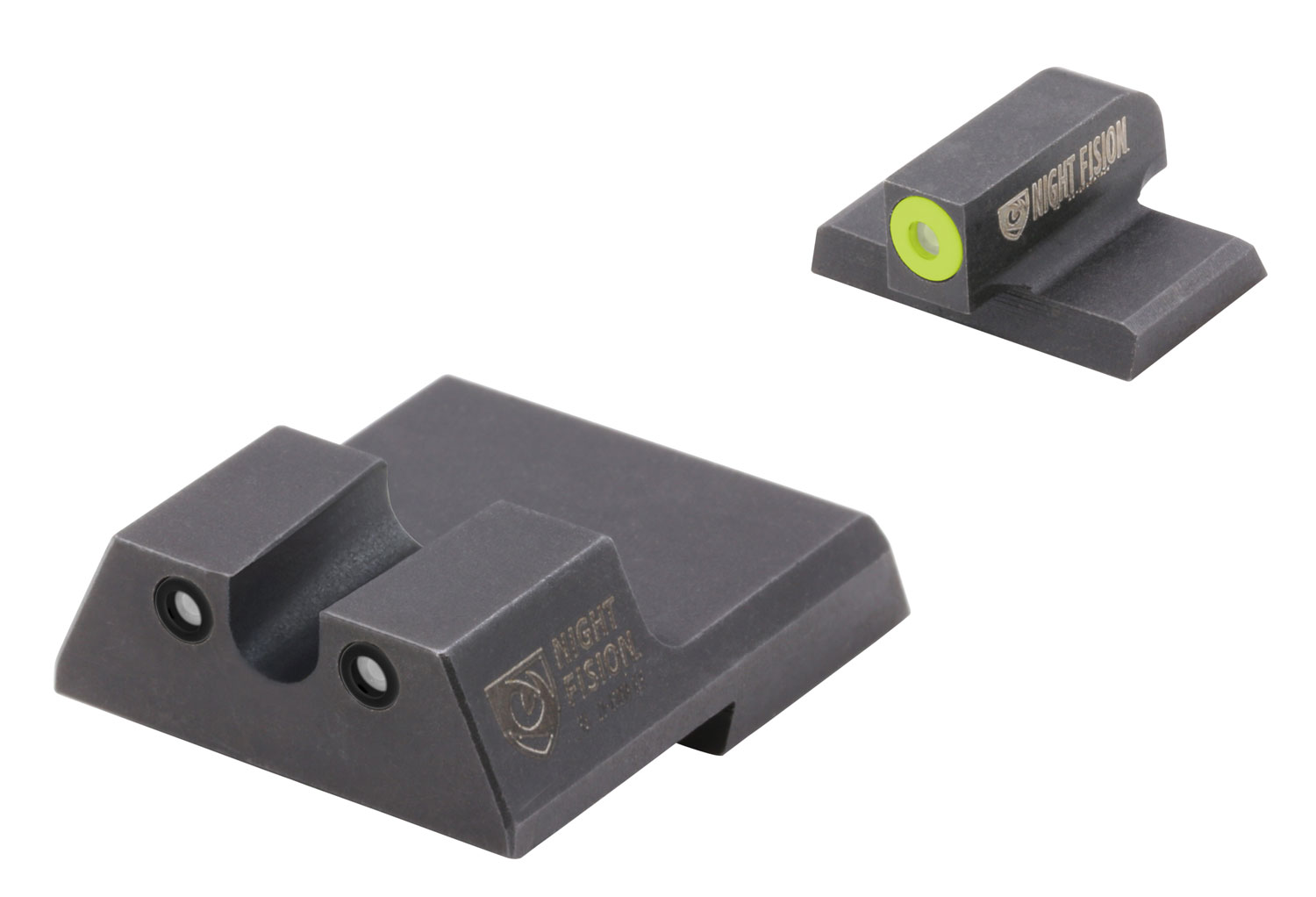 Night Fision Night Sight Set for HK VP9/VP40/P30/P30SK/P30L/45/45 Tactical Handguns, Green with Yellow Square Front, Green with Black U-Notch Rear - HAK-126-007-YGZG