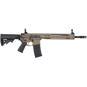 LWRC IC-SPR Semi Automatic Rifle 5.56x45mm NATO 14.7" Fluted Black Barrel Flat Dark Earth Frame Black Collapsible Stock