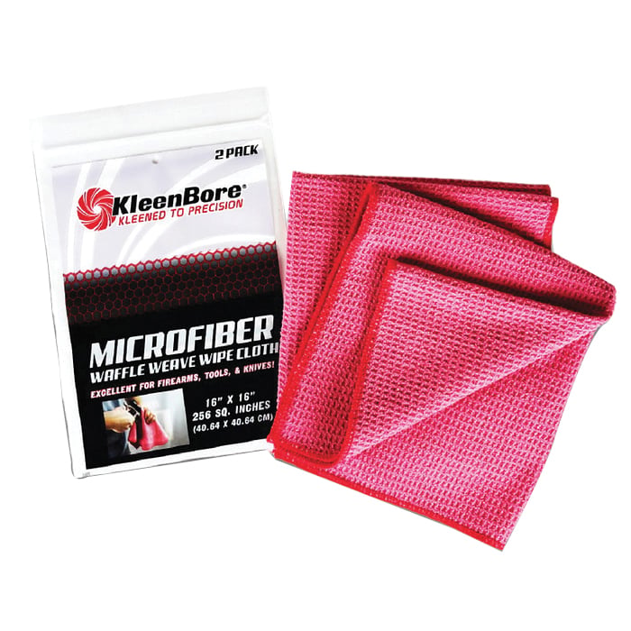KleenBore Microfiber 18" x 18" Waffle Weave Cloth, 2/Pack