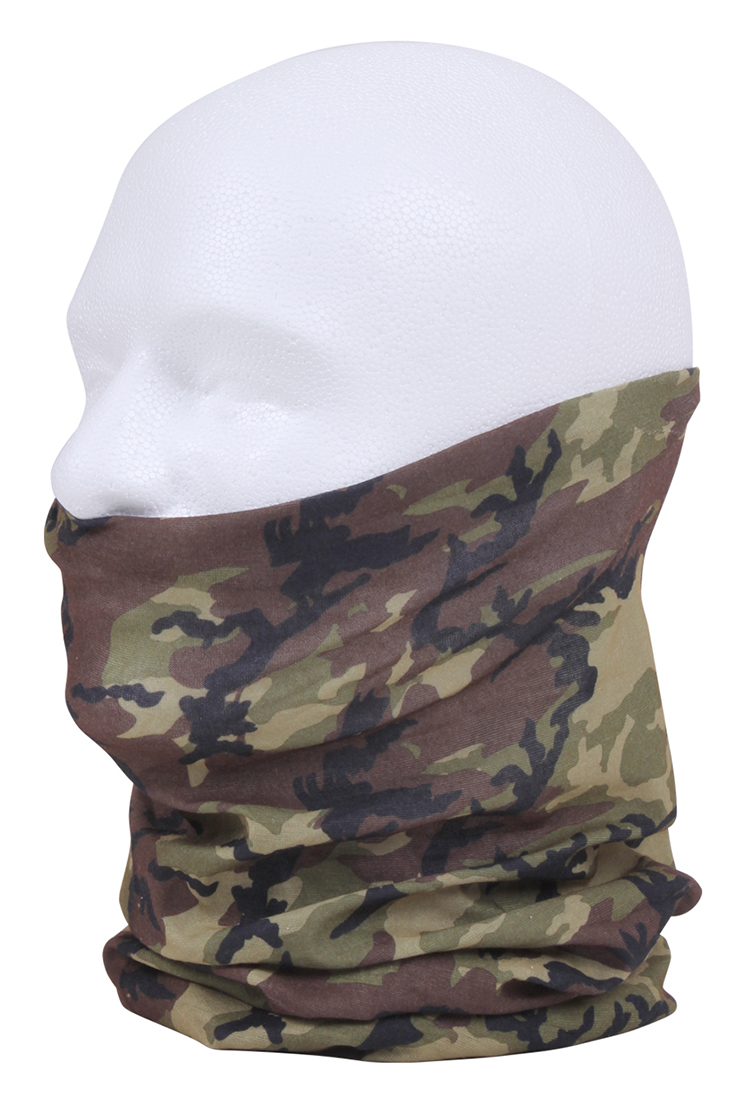 Rothco Multi-Use Neck Gaiter And Face Covering Tactical Wrap - Woodland Camo