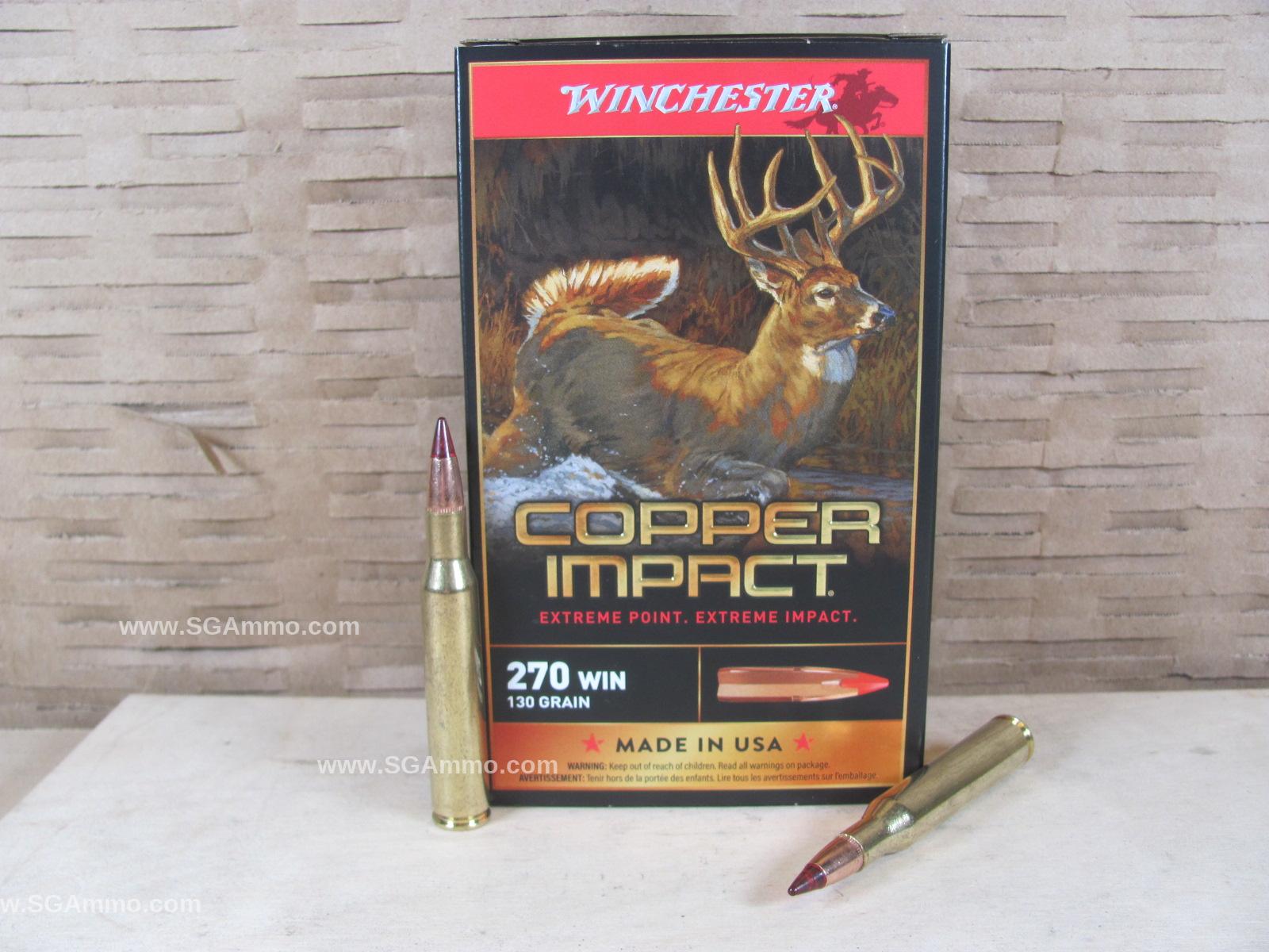 200 Round Case – 270 Win 130 Grain Copper Impact Extreme Point Winchester Ammo – X270CLF