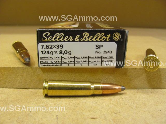 600 Round Case – 7.62×39 Soft Point 124 Grain Hunting Ammo by Sellier Bellot – SB76239B