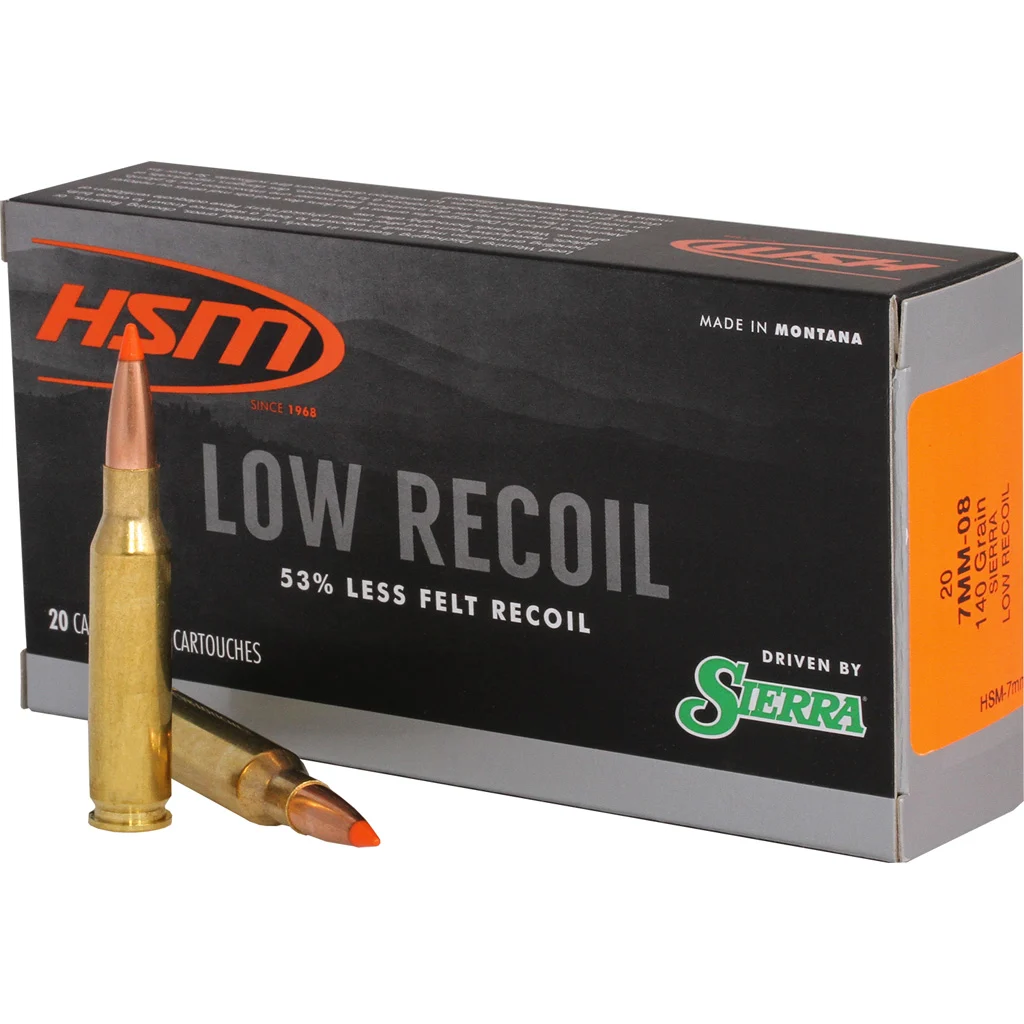 HSM Low Recoil Rifle Ammunition 7mm-08 Rem. Sierra 140 gr. 20 rd.