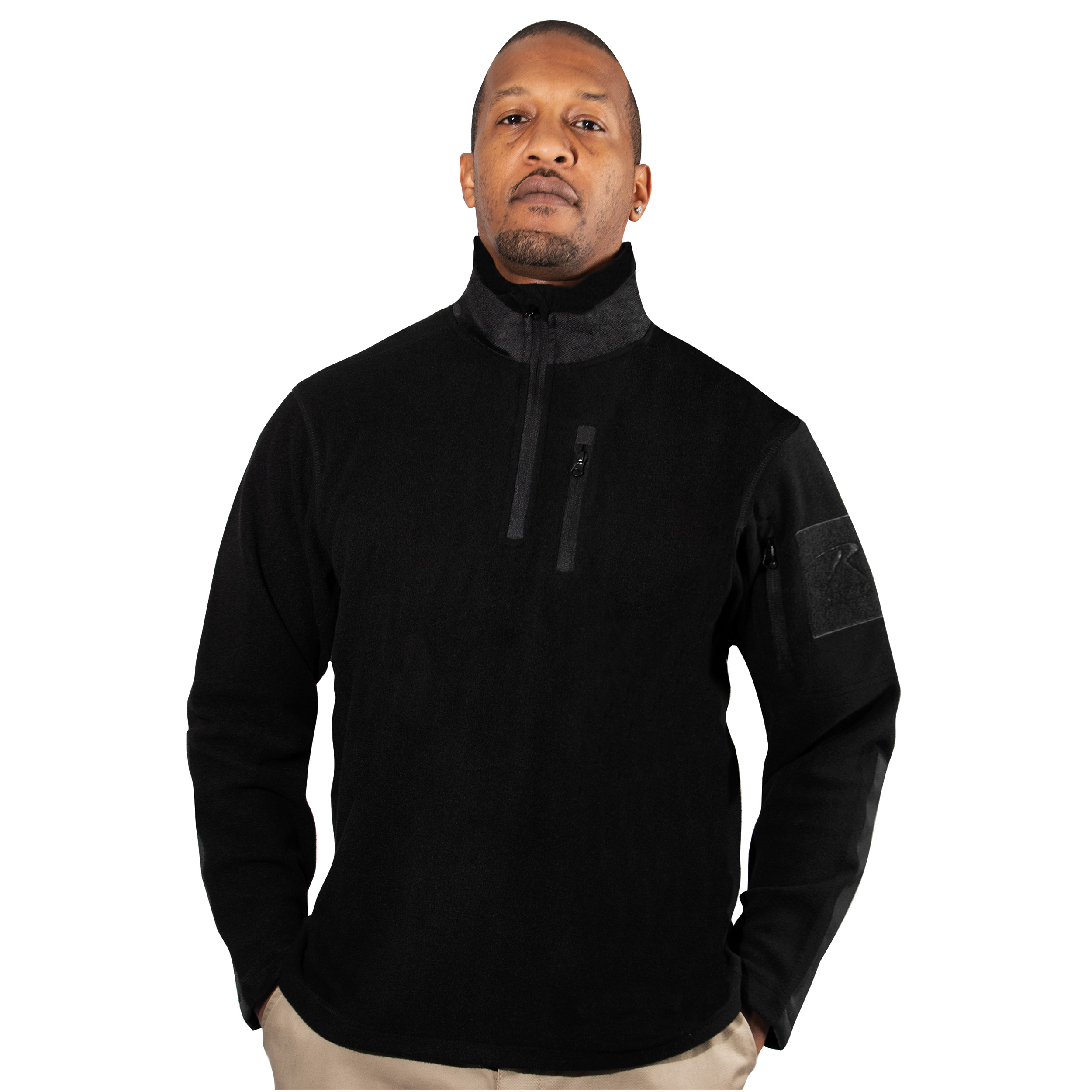Rothco Quarter Zip Fleece Pullover - Black, X-Large