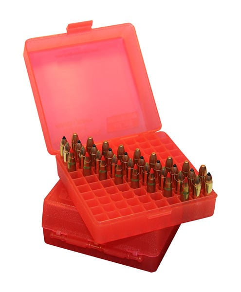 MTM Case-Gard Flip-Top .44 Rem 100 Rounds Ammo Box, Red - P-100-44-29