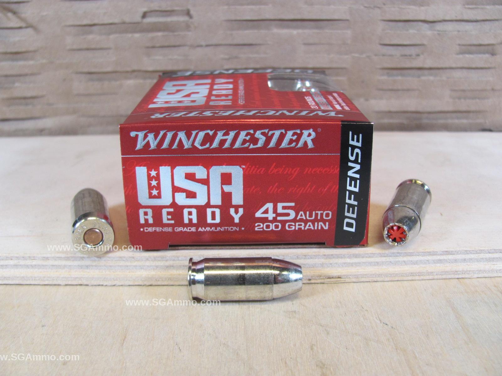 200 Round Case – 45 Auto 200 Grain Winchester USA Ready Defense Ammo – RED45HP