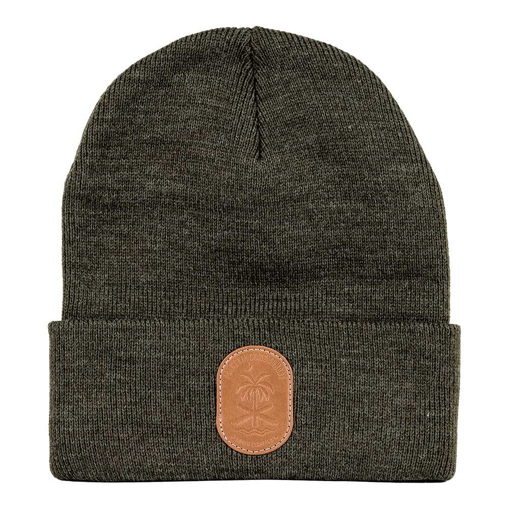 PSA Acrylic Beanie w/ Patch, Olive Heather