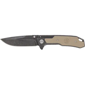 S&W STONEWASH DROP POINT 3.6 BLADE W/ S&W LOGO IN G10 HNDL