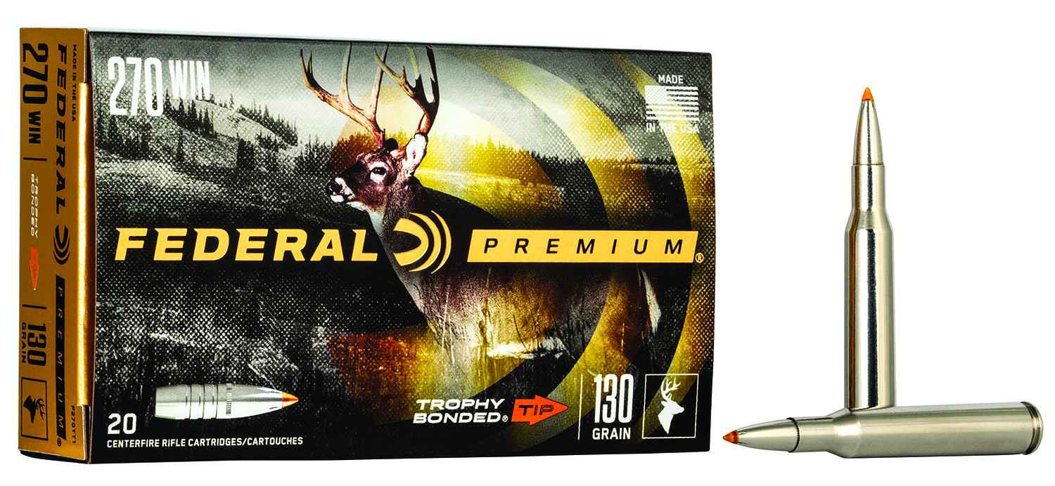 Federal Premium .270 Winchester 130gr Trophy Bonded Tip Ammo, 20rds