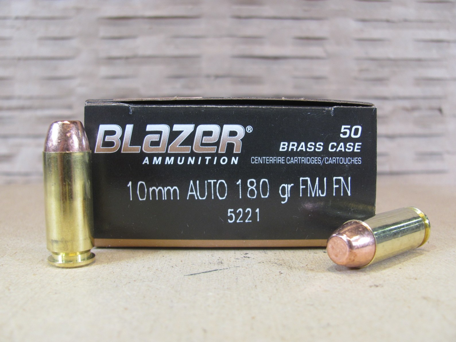 1000 Round Case – 10mm Auto 180 Grain FMJ FN CCI Blazer Brass Case Ammo – 5221