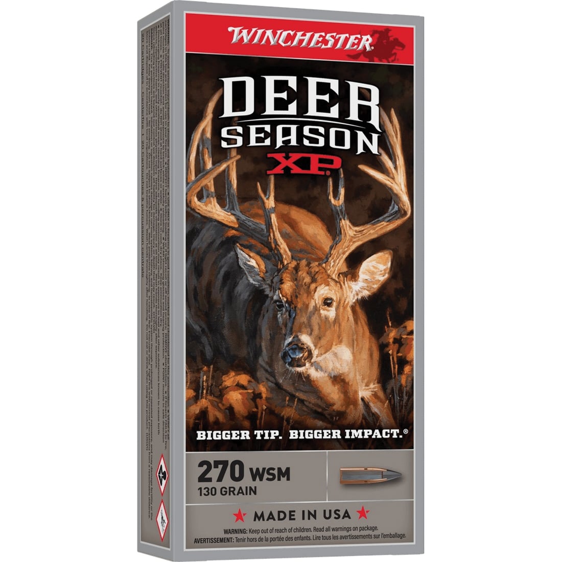 Winchester Ammunition Deer Season XP .270 WSM 130 gr Extreme Point 20rds Rifle Ammo for Effective Deer Hunting - X270SDSLF