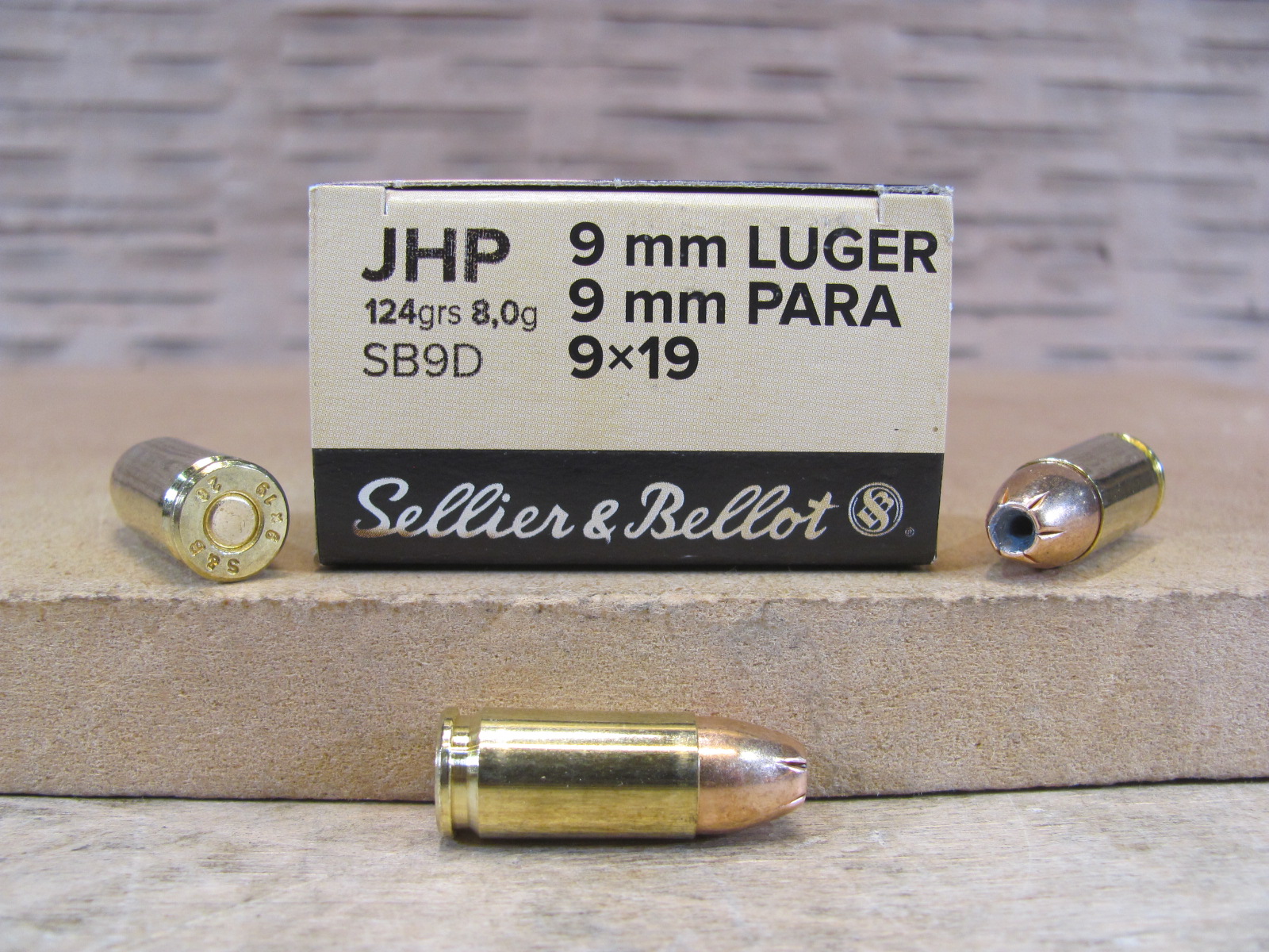 1000 Round Case – 9mm Luger 124 Grain JHP Hollow Point Sellier Bellot Ammo – SB9D