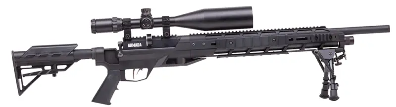 Benjamin BTAP22SX Tactical Armada PCP 22 Pellet 10+1 Shot Black Black Receiver Black M4 Telescopic Stock Scope 4-16x50mm AO