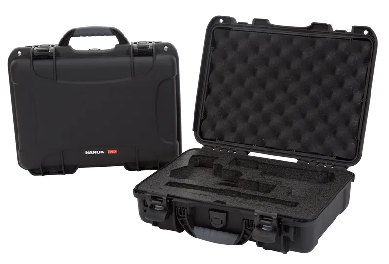 NANUK (PLASTICASE INC) Black Polymer Handgun Case: Airline Approved  Latched Hardware  Closed-Cell Foam Padding 910CLASG1