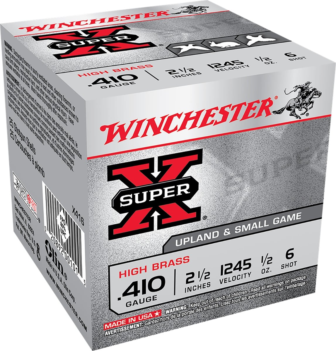 WINCHESTER SPR-X HB GL 410 21/2 #6 25RD BX 250RD CASE - No Credit Card Fees - Low, flat rate shipping