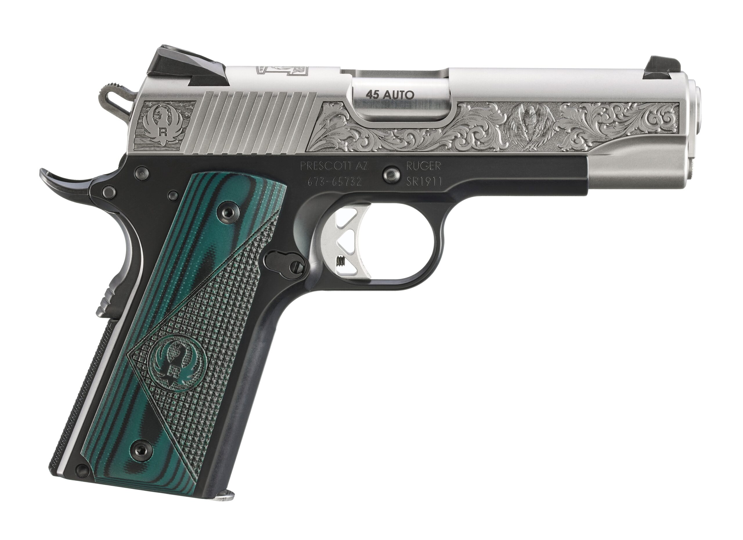 Ruger SR1911 Commander .45 ACP Pistol with Green Grips
