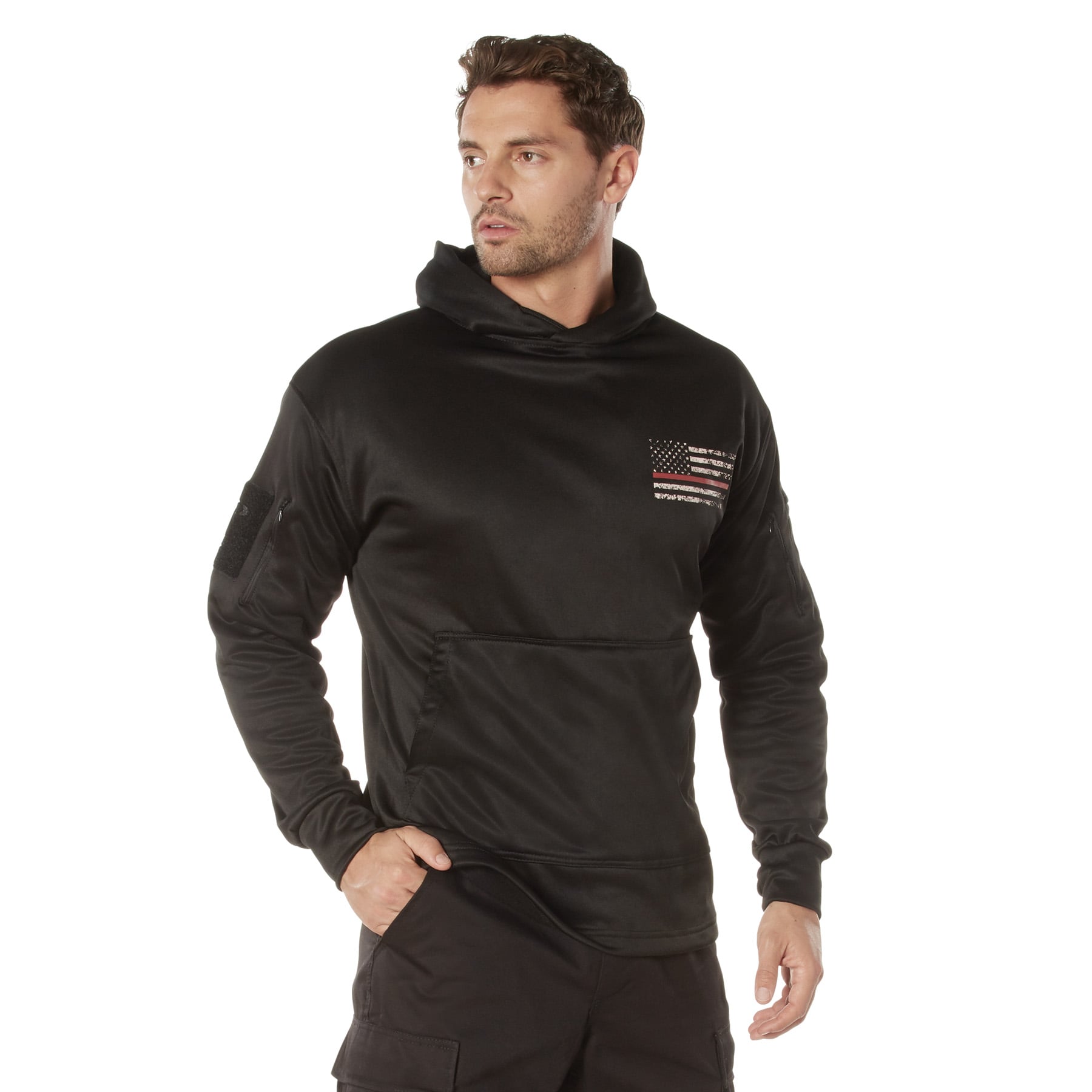 Rothco Concealed Carry Thin Red Line Hoodie - Black, X-Large
