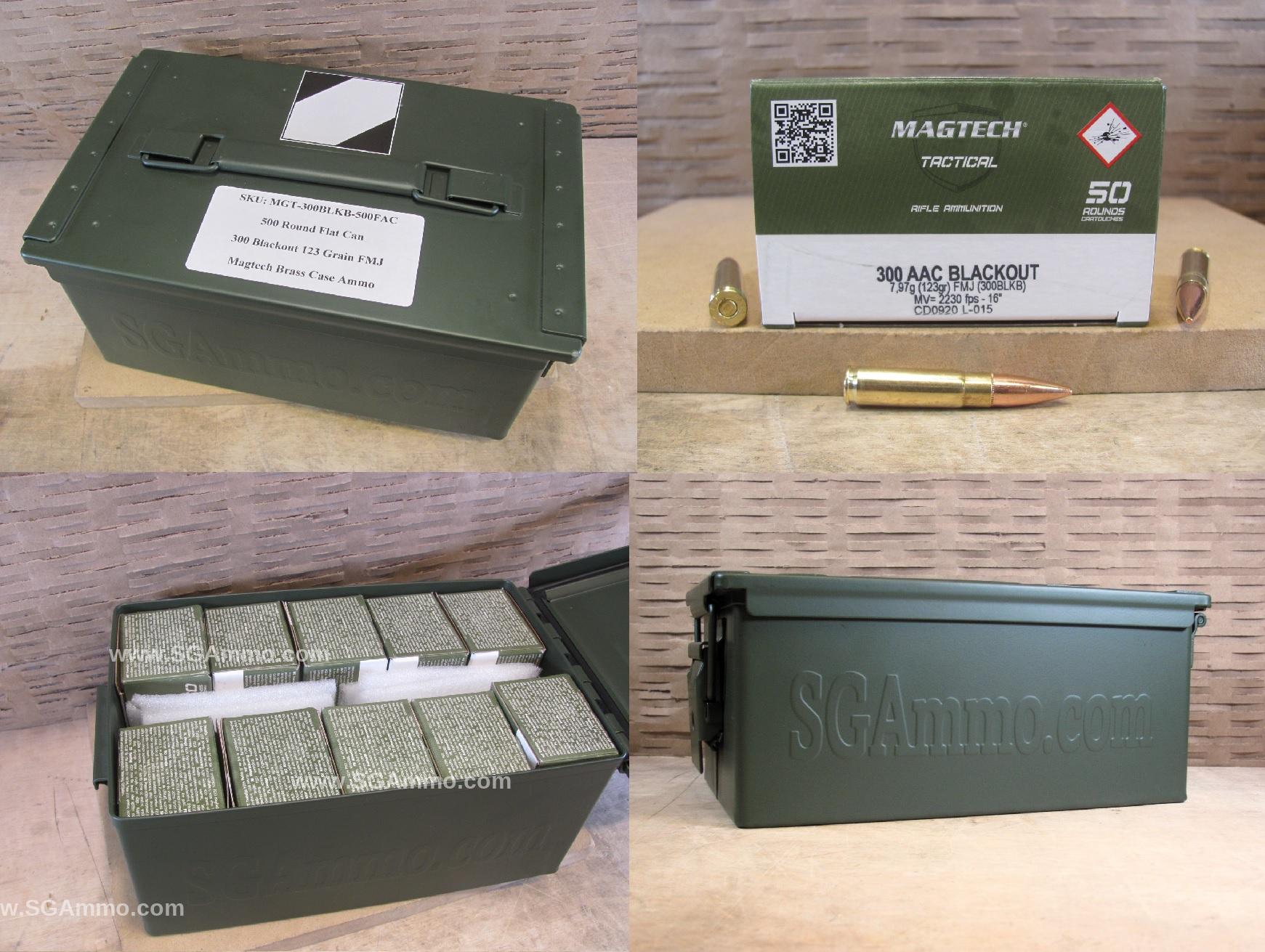 500 Round Flat Can – 300 Blackout 123 Grain FMJ Magtech Ammo – 300BLKB – Packed in Metal Canister