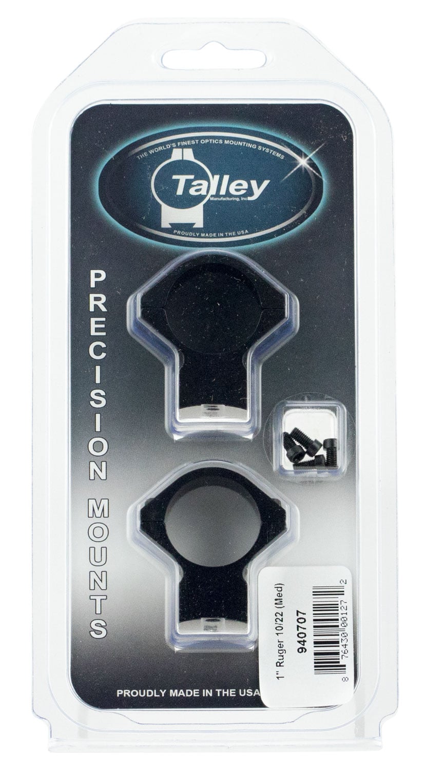 Talley Ruger 10/22 1" Medium 7075 T6 Aluminum 1-Piece Scope Mount, Anodized Black - 940707
