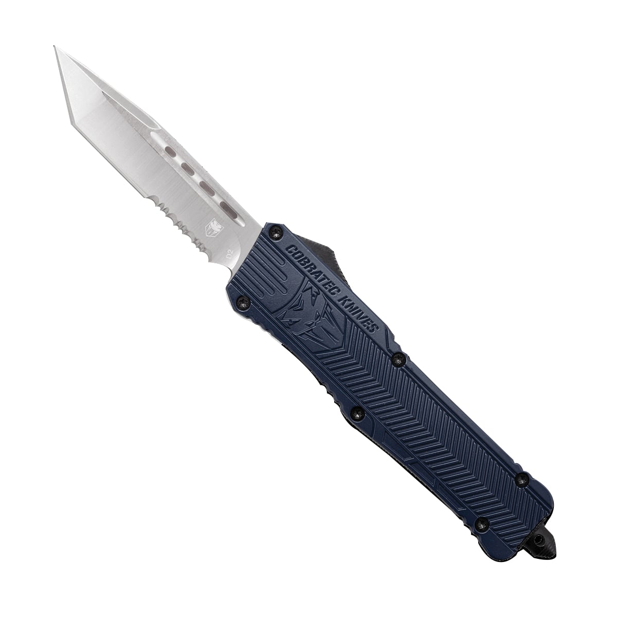 CobraTec Knives CTK-1 Large OTF Knife Tanto Serrated, NYPD Blue - LNYCTK-1LTS