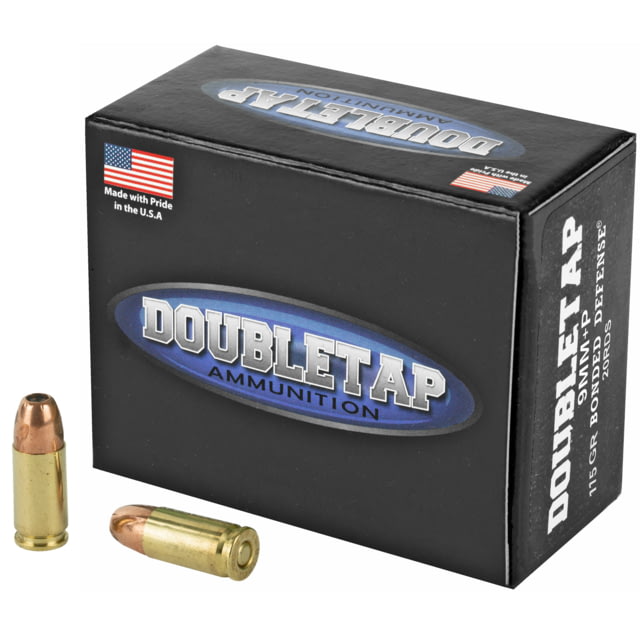 Doubletap Ammunition Double Tap Bonded Defense Handgun Ammunition 9mm+P 115gr JHP 1415 fps 20/ct 78E274D8 DT