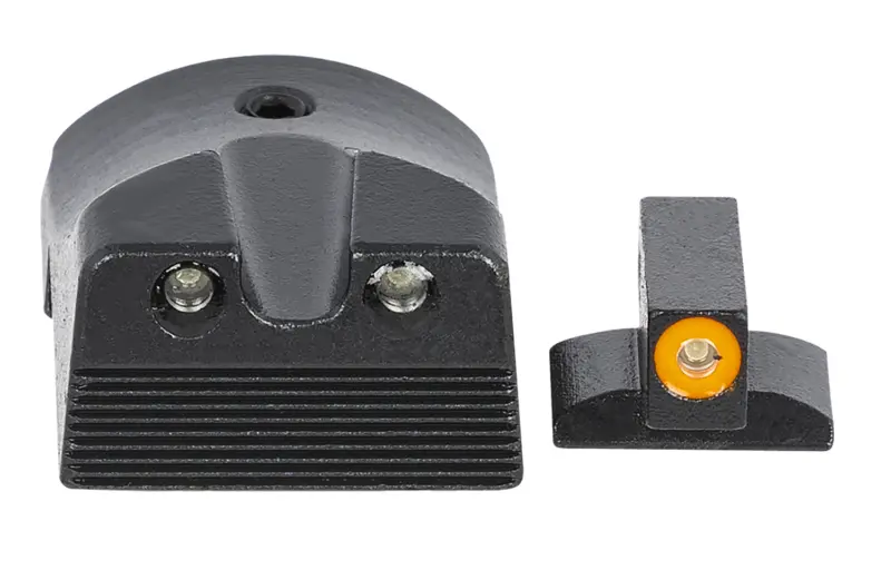 Meprolight USA 412183131 Hyper-Bright Green Tritium Orange Outline Front Sight-Green Tritium Black Outline Rear Sight Kimber 1911 Slant