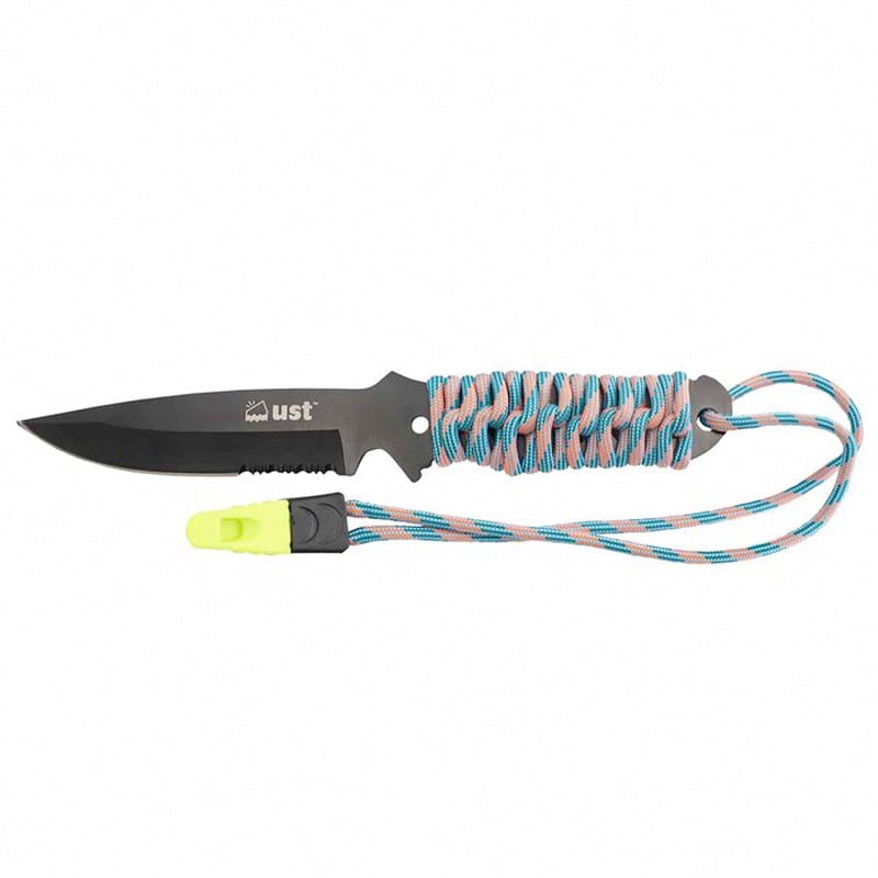 UST ParaKnife 4.0 PRO 4" Paracord Handle w/ Fire Starter Fixed Blade Knife, Black - 1156868