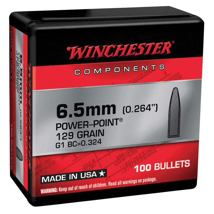 Winchester Power Point 6.5 Creedmoor SP Rifle Bullet, 129 gr 0.264" 100rds
