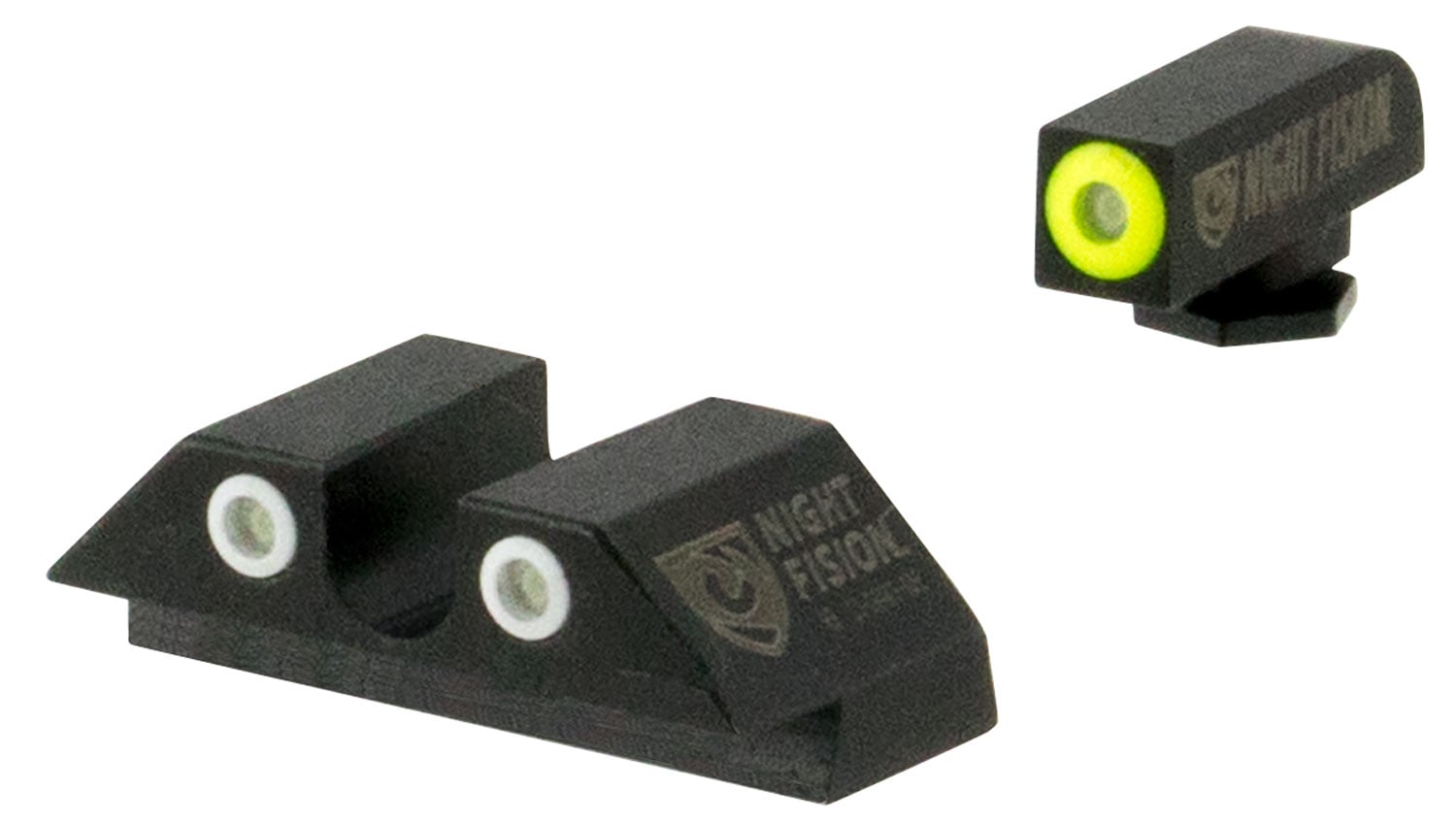 Night Fision Perfect Dot Tritium Night Sights for Glock 42/43 Set with "U" Notch Rear, Yellow Front - GLK-003-007-YGWG