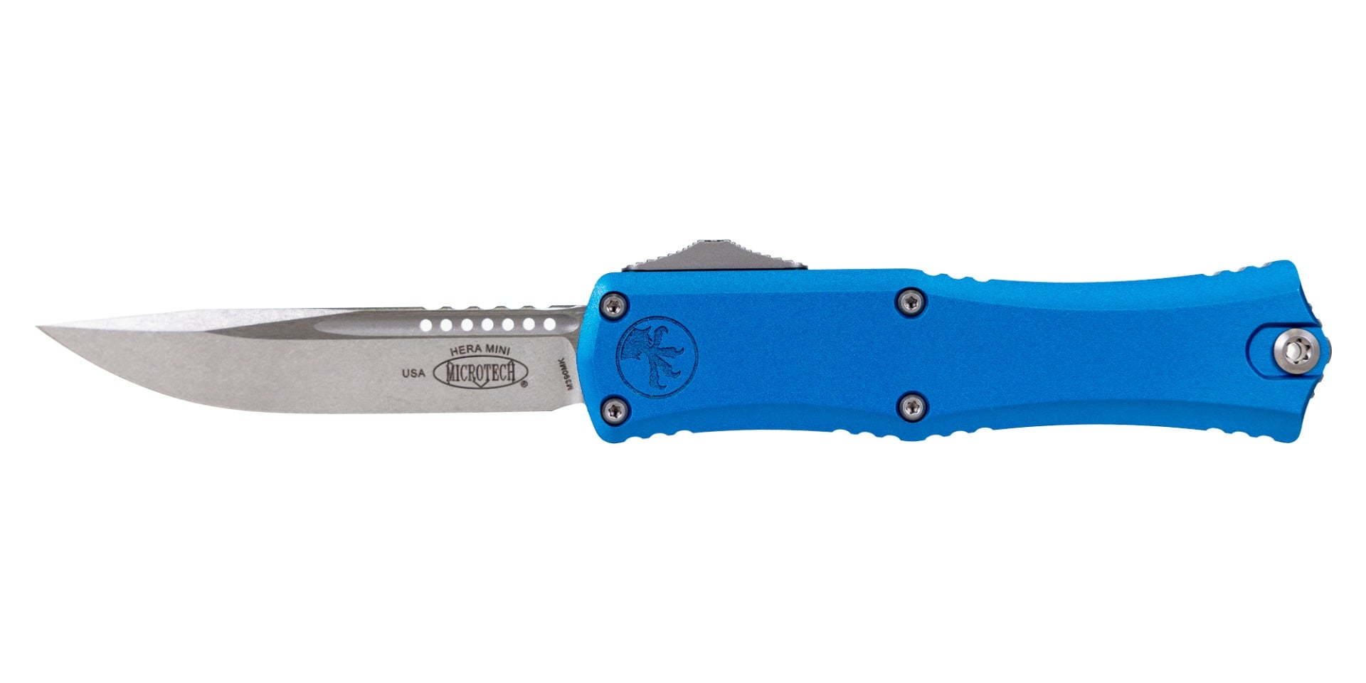 Microtech Hera II Mini OTF Drop Point Knife, Blue - 1703M-10BL