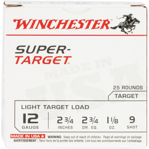 Winchester Ammo TRGT129 Super Target 12 Gauge 2.75\" 1 1/8 oz 9 Shot - 25sh Box