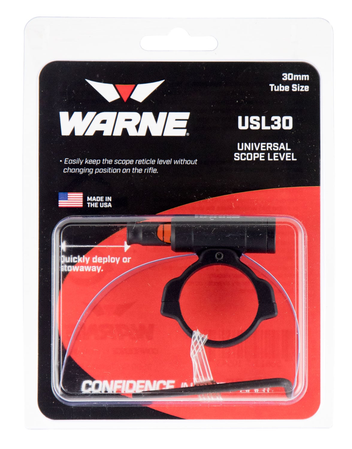 Warne Scope Mounts 30mm 6061 Aluminum 1-Piece Universal Scope Level, Black - USL30