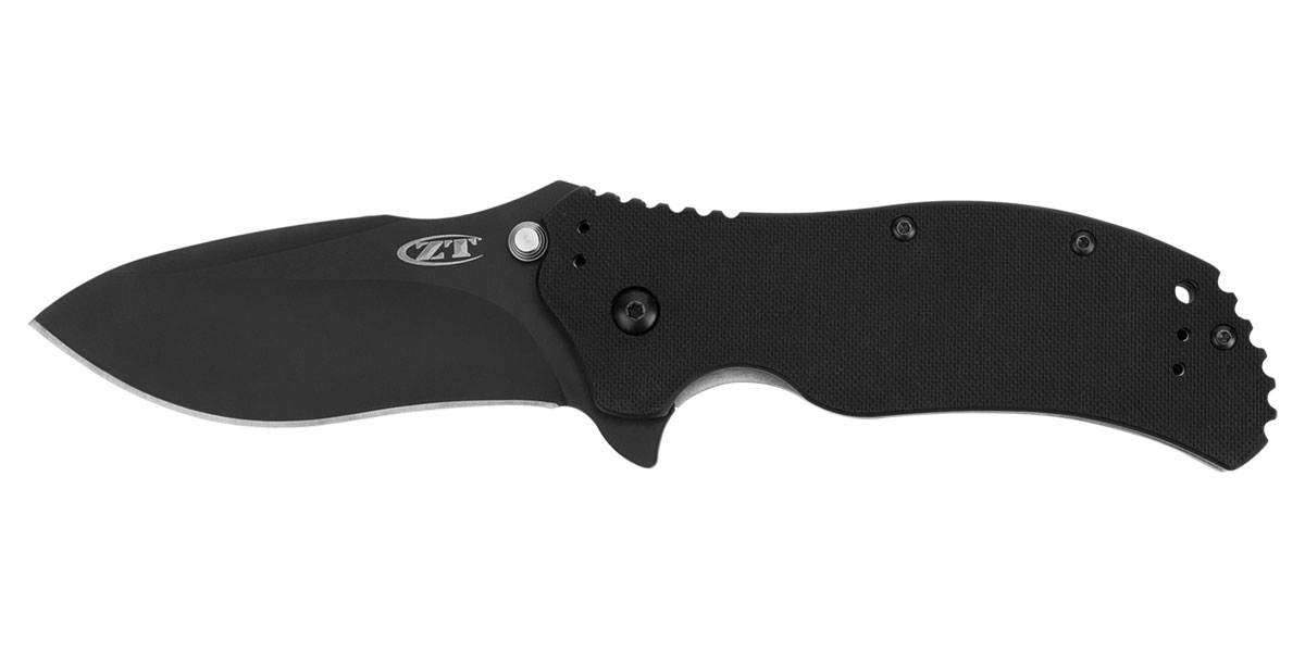 Zero Tolerance Assisted Opening Recurve Drop Point Folding Knife, Black - 0350